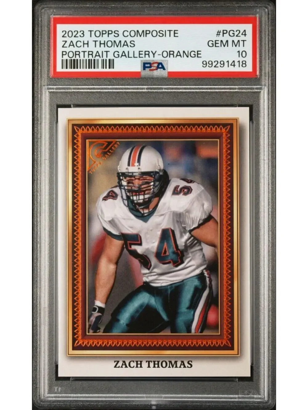 Zach Thomas 2023 Topps Portrait Gallery NFL #PG-24 Orange 11/25 Card PSA 10 Gem